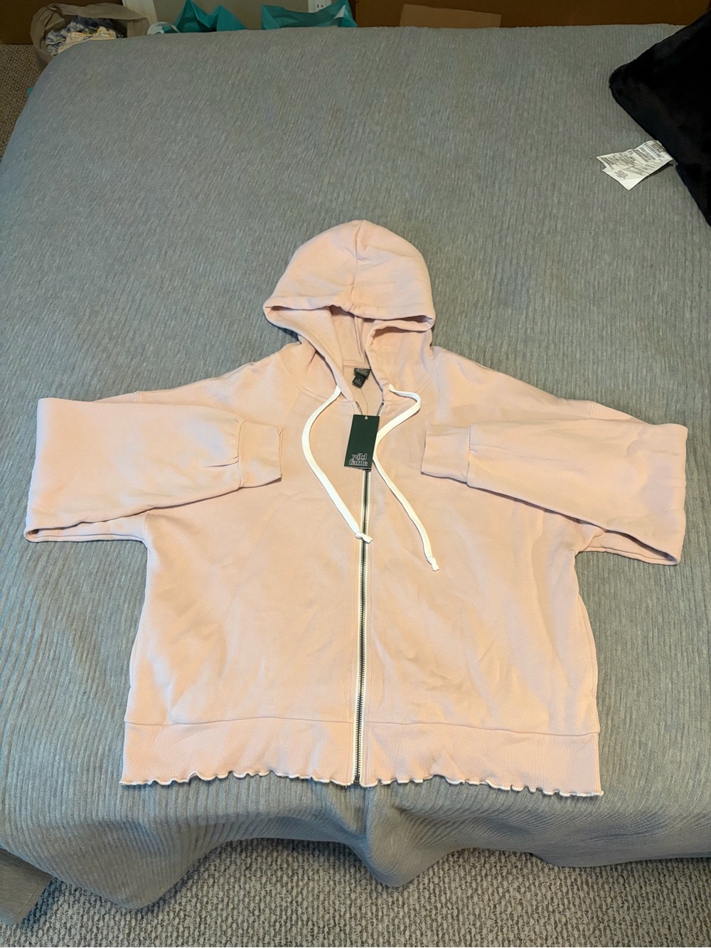 NWT Target Wild Fable Pink Oversized Hoodie with Contrast Trim, Size Medium